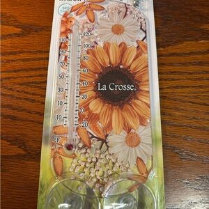 LaCrosse Sunflower and Daisy Thermometer - Orange and White8” for outside